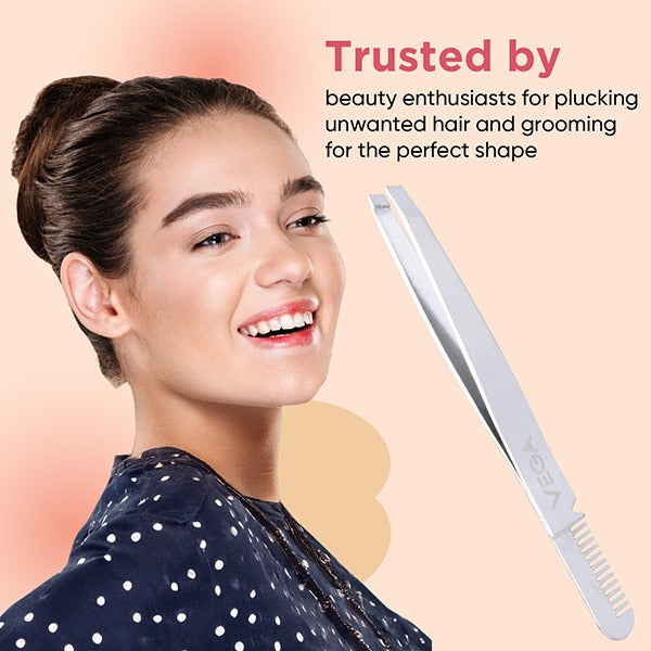 Vega 2 in 1 Brow Groomer and Tweezer - TWE-01
