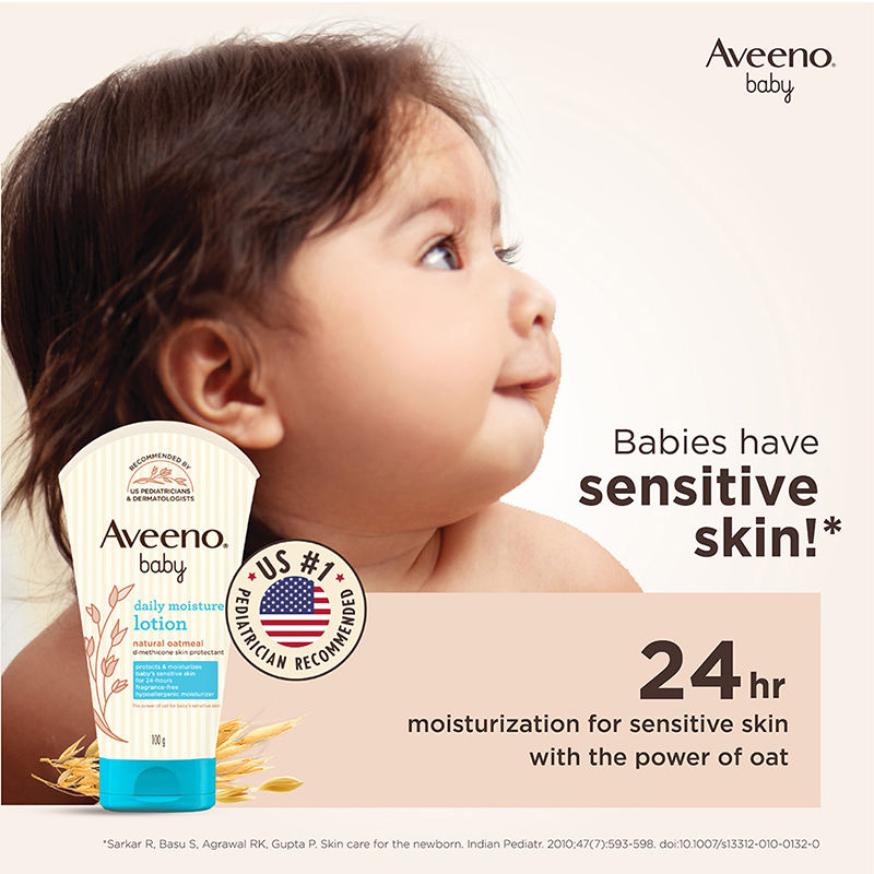 Aveeno Baby Daily Moisture LotionOatmeal Face & Body Moisturizer for Dry, Itchy & Sensitive Skin, 100g