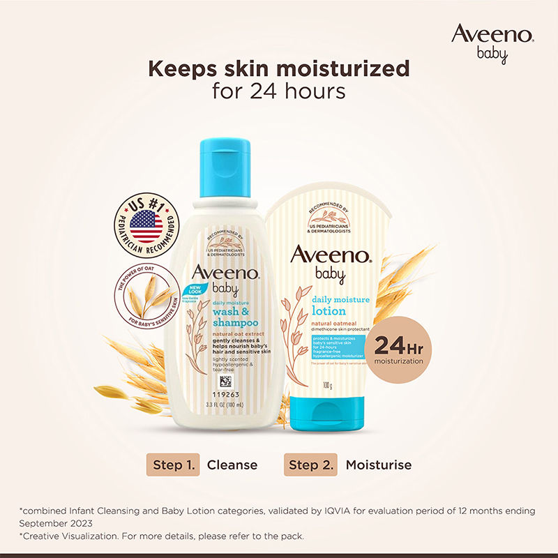 Aveeno Baby Daily Moisture LotionOatmeal Face & Body Moisturizer for Dry, Itchy & Sensitive Skin, 100g