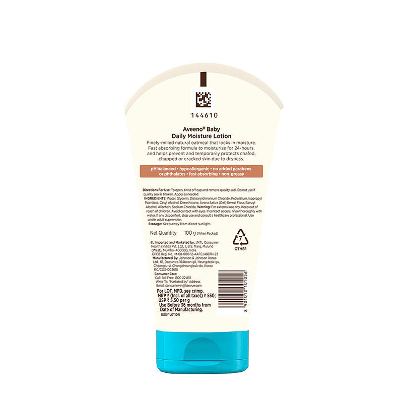 Aveeno Baby Daily Moisture LotionOatmeal Face & Body Moisturizer for Dry, Itchy & Sensitive Skin, 100g