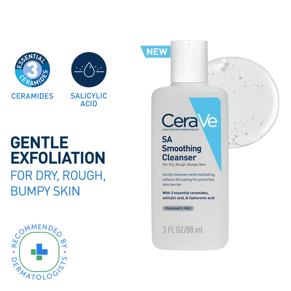 CeraVe SA Smoothing Cleanser For Dry, Rough & Bumpy Skin, Face Wash With Salicylic Acid & Ceramides, 88ml Buy at Indicrest