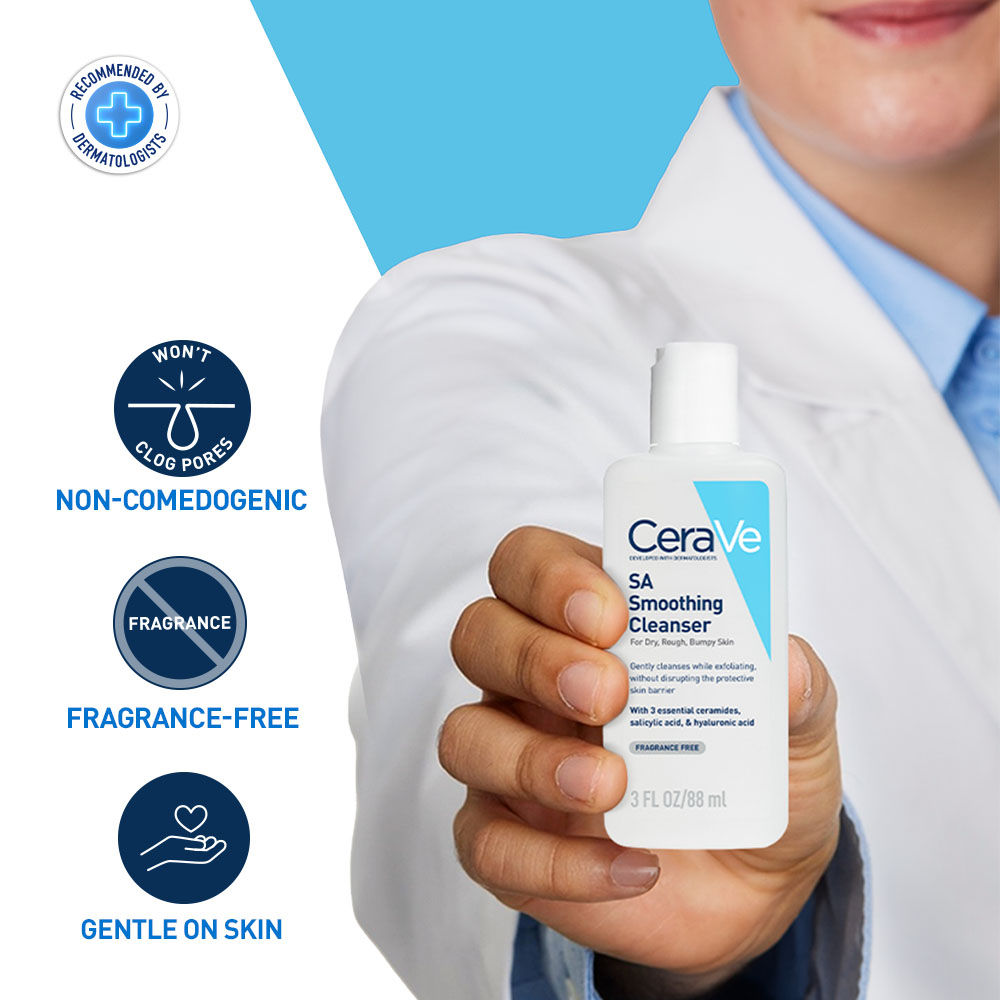 CeraVe SA Smoothing Cleanser For Dry, Rough & Bumpy Skin, Face Wash With Salicylic Acid & Ceramides, 88ml Buy at Indicrest Image 2