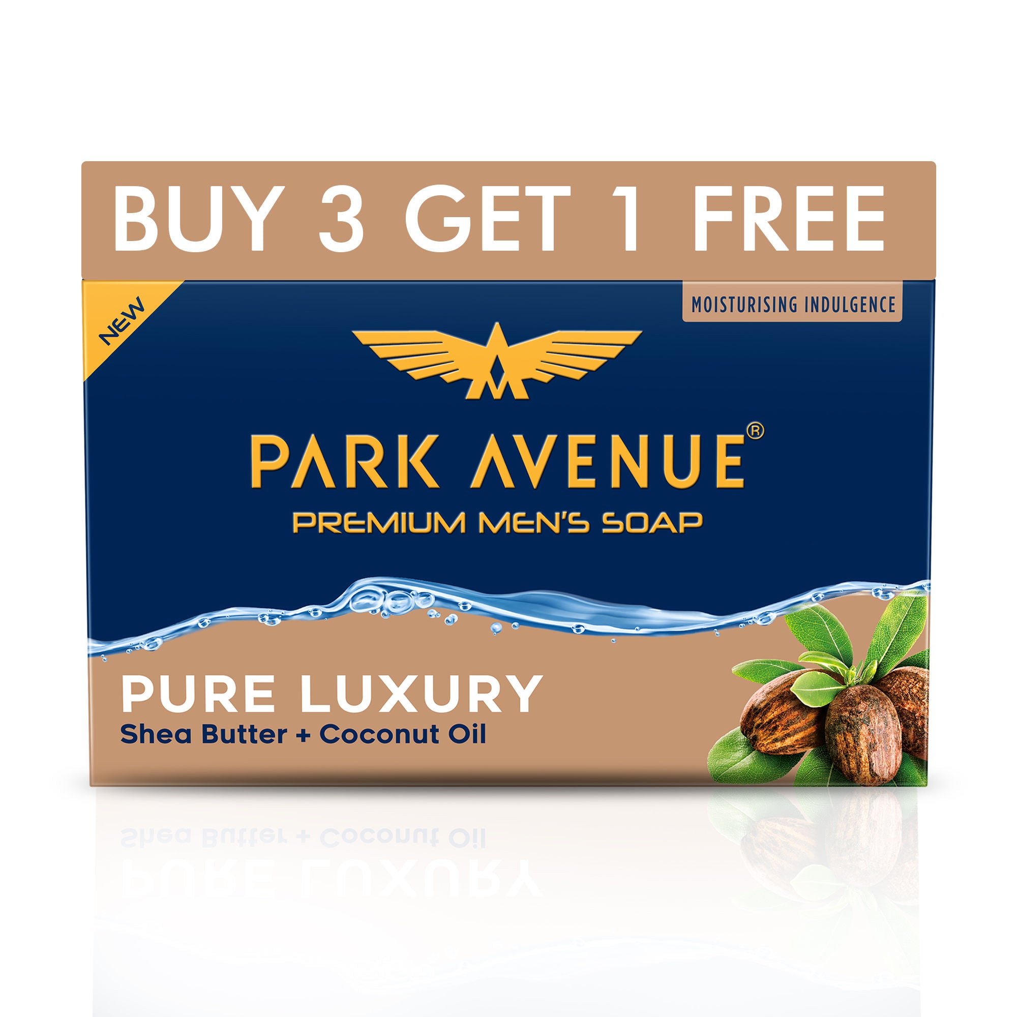 Park Avenue Premium Men's Soap Pure Luxury Shea Butter + Coconut Oil (Buy3 Get1 Free), 125g Each