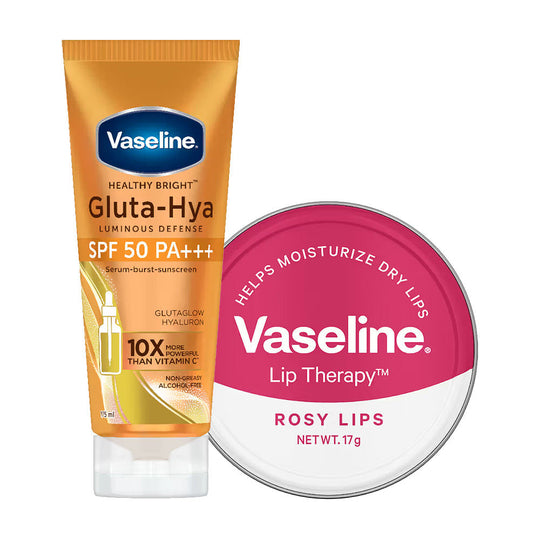 Vaseline Gluta Hya SPF, 175ml + Rosy Lips Care, 17g Combo, 2 pieces Buy at Indicrest