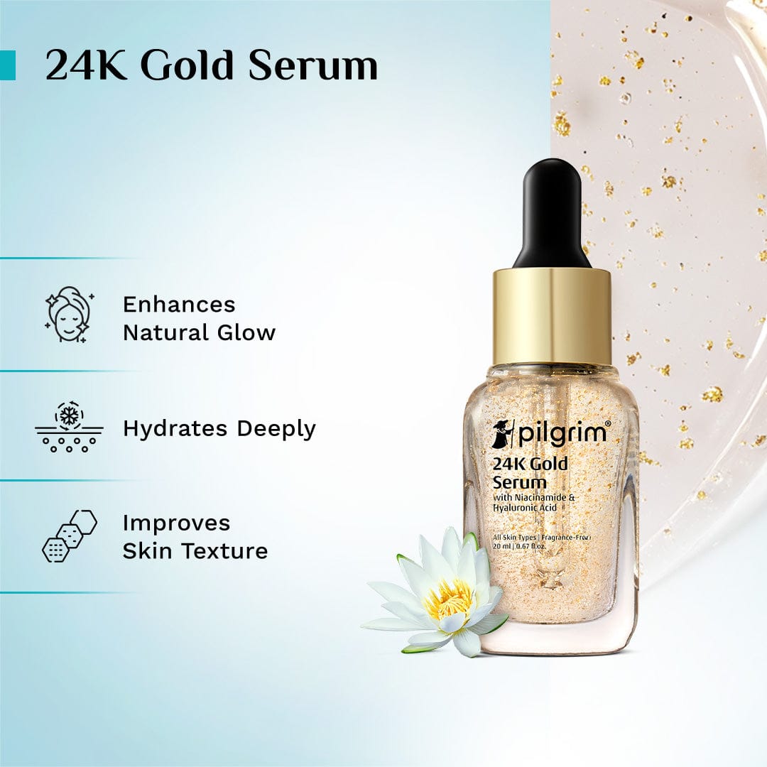 Pilgrim The 24k Gold Glow Combo, Serum 20ml + Face Wash 80ml - Image 5 - Buy from Indicrest