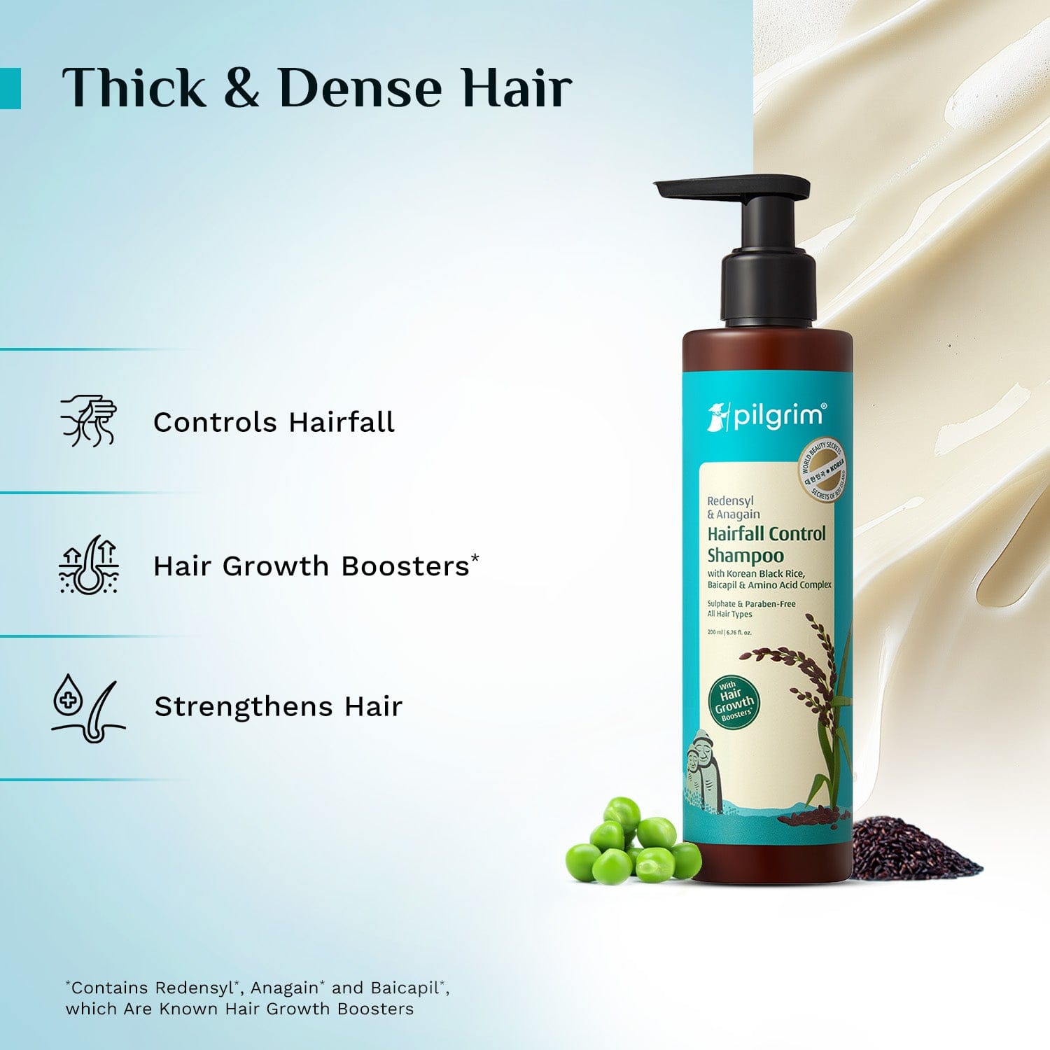 Pilgrim Redensyl & Anagain Hairfall Control Shampoo, 200ml - Image 5 - Buy from Indicrest