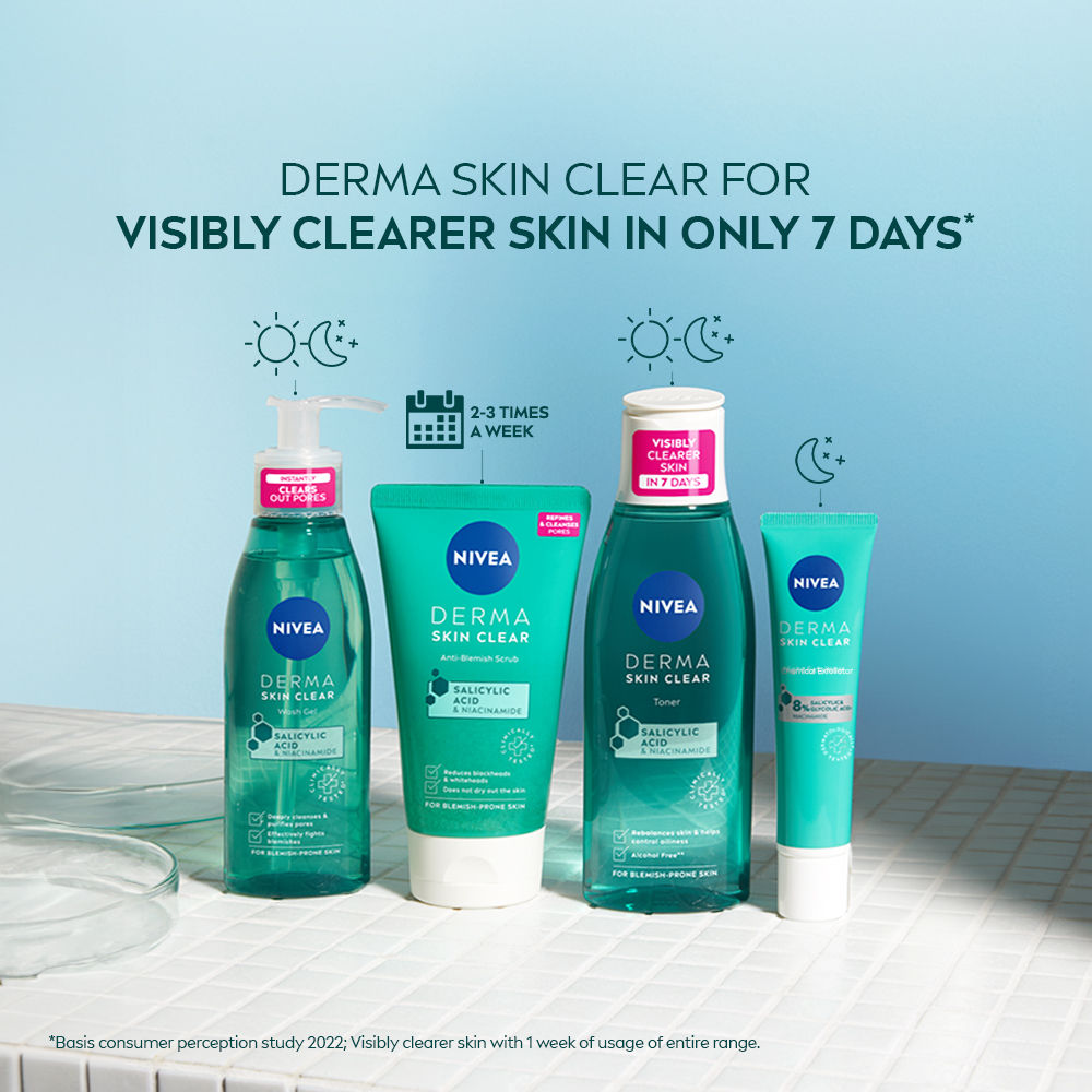 Nivea Derma Skin Clear Face Wash Gel With Niacinamide & Salicylic Acid Fights Blemishes & Acne Marks, 150ml Buy at Indicrest Image 6