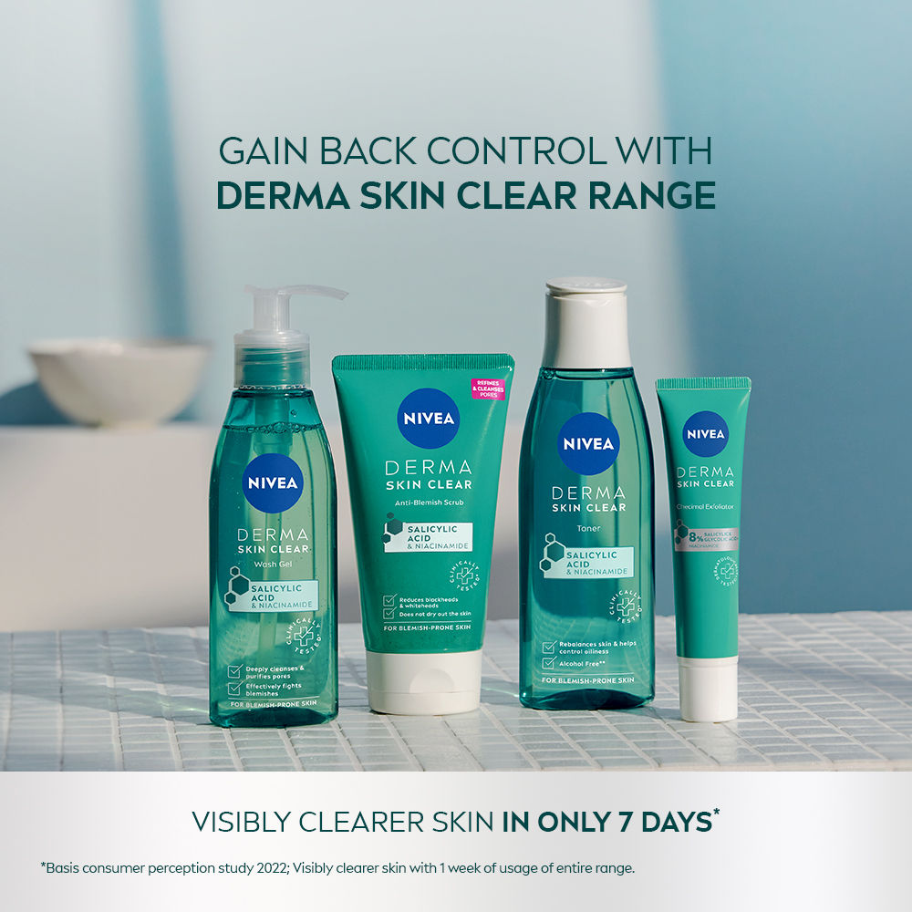 Nivea Derma Skin Clear Face Wash Gel With Niacinamide & Salicylic Acid Fights Blemishes & Acne Marks, 150ml Buy at Indicrest Image 8