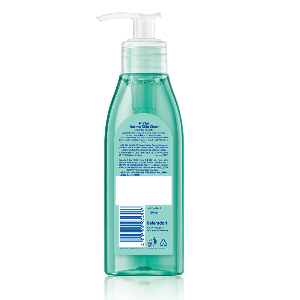 Nivea Derma Skin Clear Face Wash Gel With Niacinamide & Salicylic Acid Fights Blemishes & Acne Marks, 150ml Buy at Indicrest Image 9