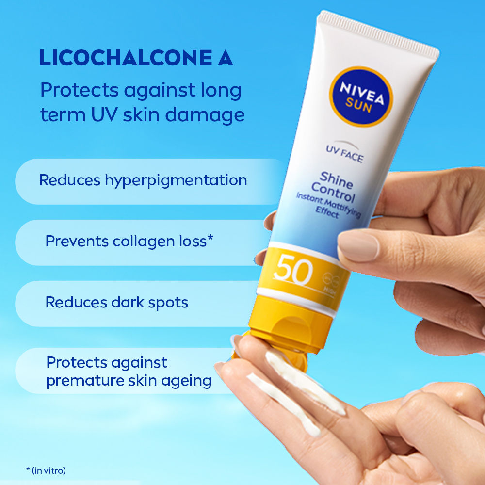 Nivea Sun Shine Control SPF 50 Sunscreen Ultra Matte, No White Cast, Instant UV Protection, 50ml Buy at Indicrest Image 5