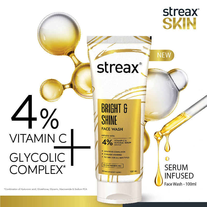 Streax Skin Bright & Shine Face Wash Cleanser For Brightening, Dark Spots Reduction, 100ml Buy at Indicrest