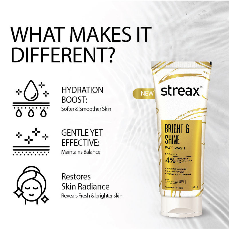 Streax Skin Bright & Shine Face Wash Cleanser For Brightening, Dark Spots Reduction, 100ml Buy at Indicrest Image 4