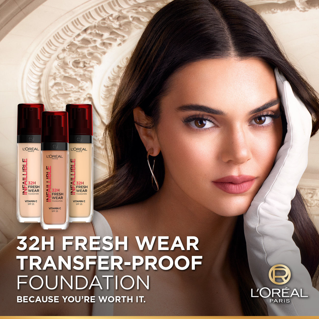 L'Oreal Paris Infallible 32H Fresh Wear Foundation, Luminous Coverage - No 120, 30ml Buy at Indicrest Image 3