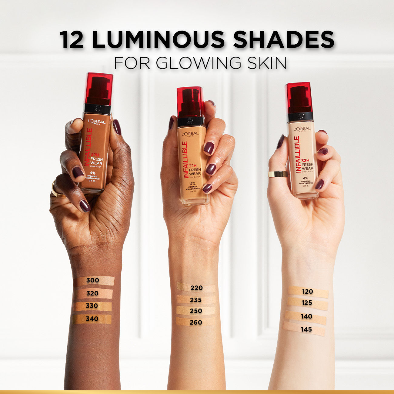 L'Oreal Paris Infallible 32H Fresh Wear Foundation, Luminous Coverage - No 120, 30ml Buy at Indicrest Image 7
