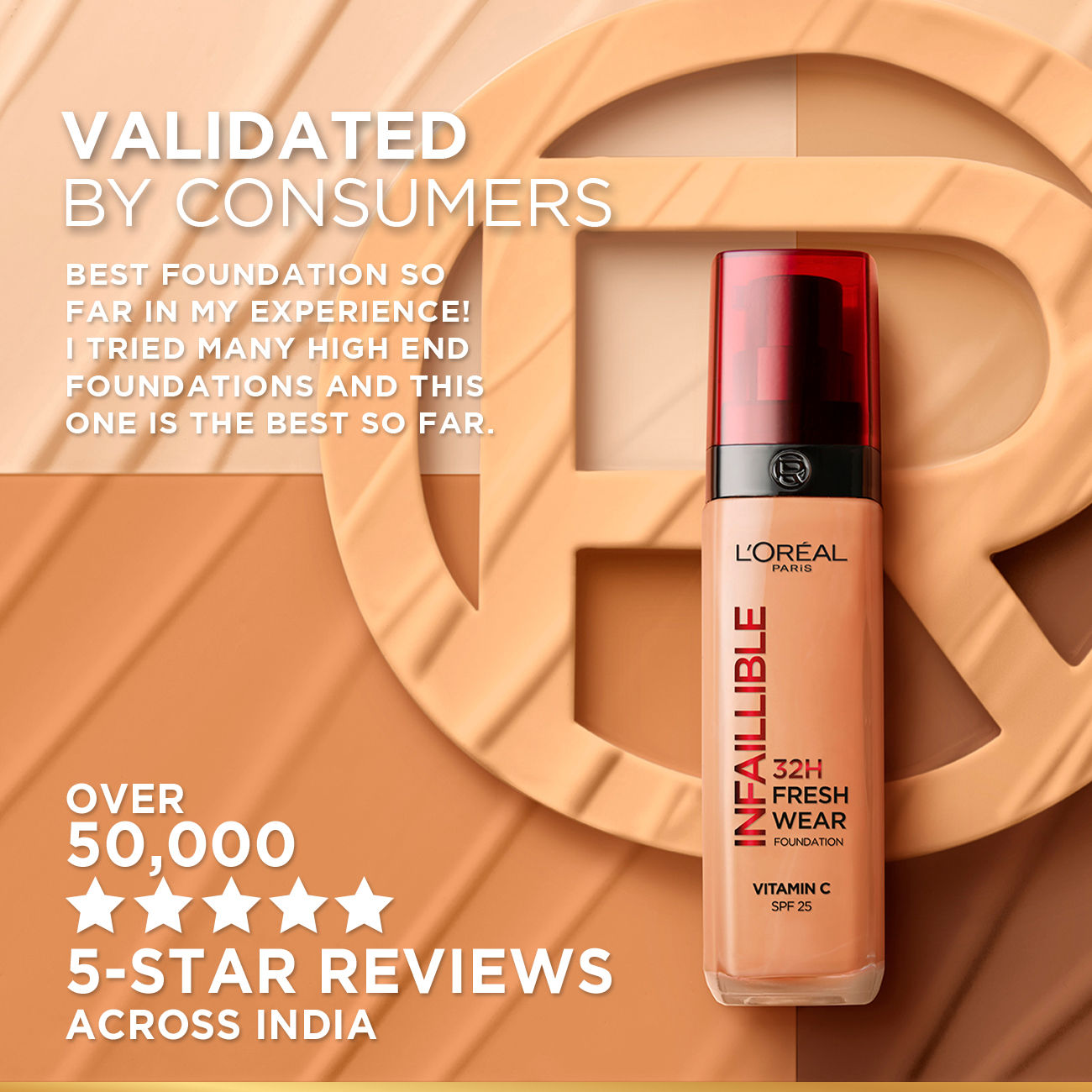 L'Oreal Paris Infallible 32H Fresh Wear Foundation, Luminous Coverage - No 120, 30ml Buy at Indicrest Image 8