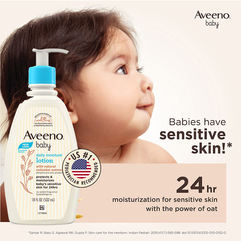 Aveeno Baby Daily Moisture LotionOatmeal Face & Body Moisturizer for Dry, Itchy & Sensitive Skin, 532ml