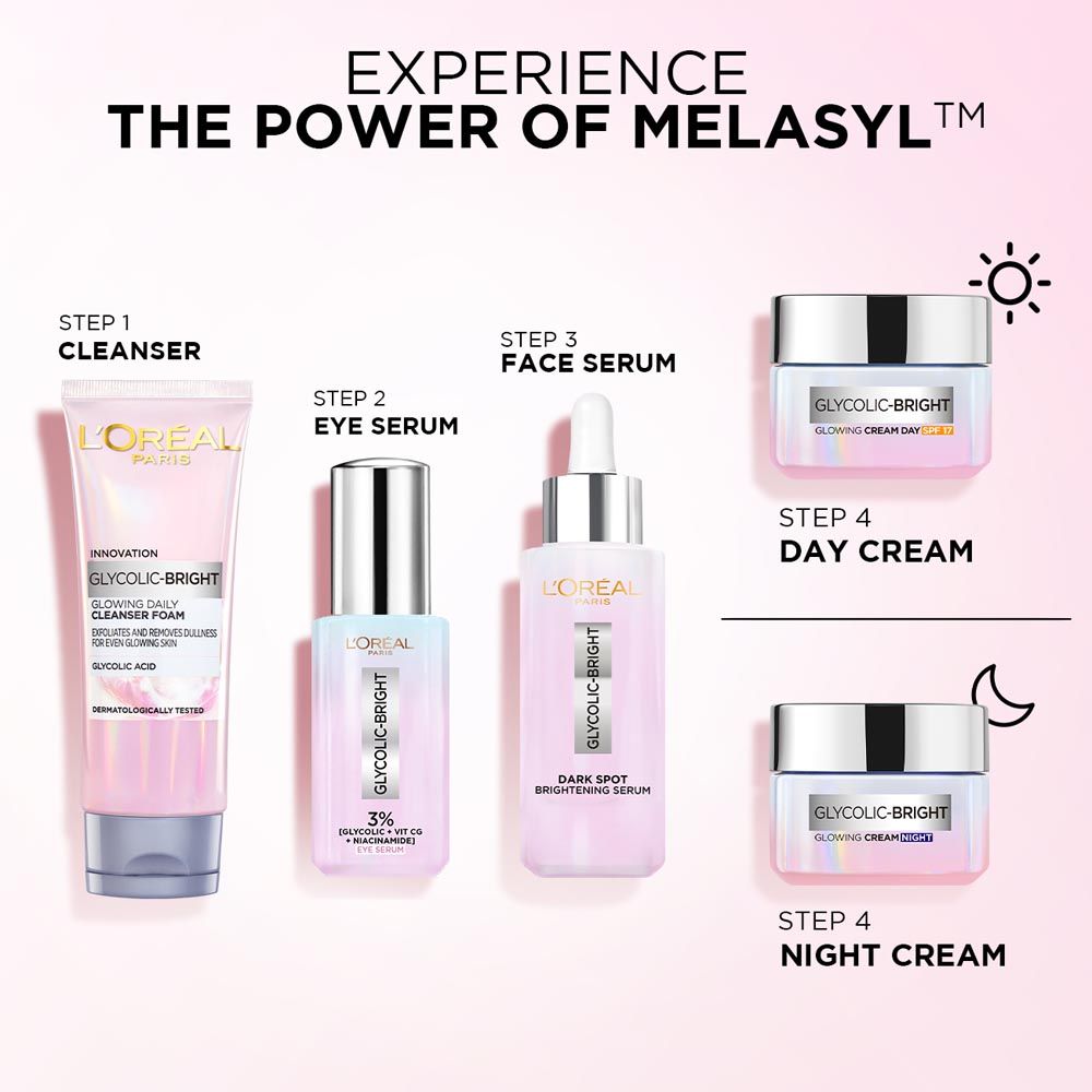 L'Oreal Paris Anti-Dark Spot, Glycolic Acid Skin Brightening Combo : Melasyl Serum + Cream Buy at Indicrest Image 7