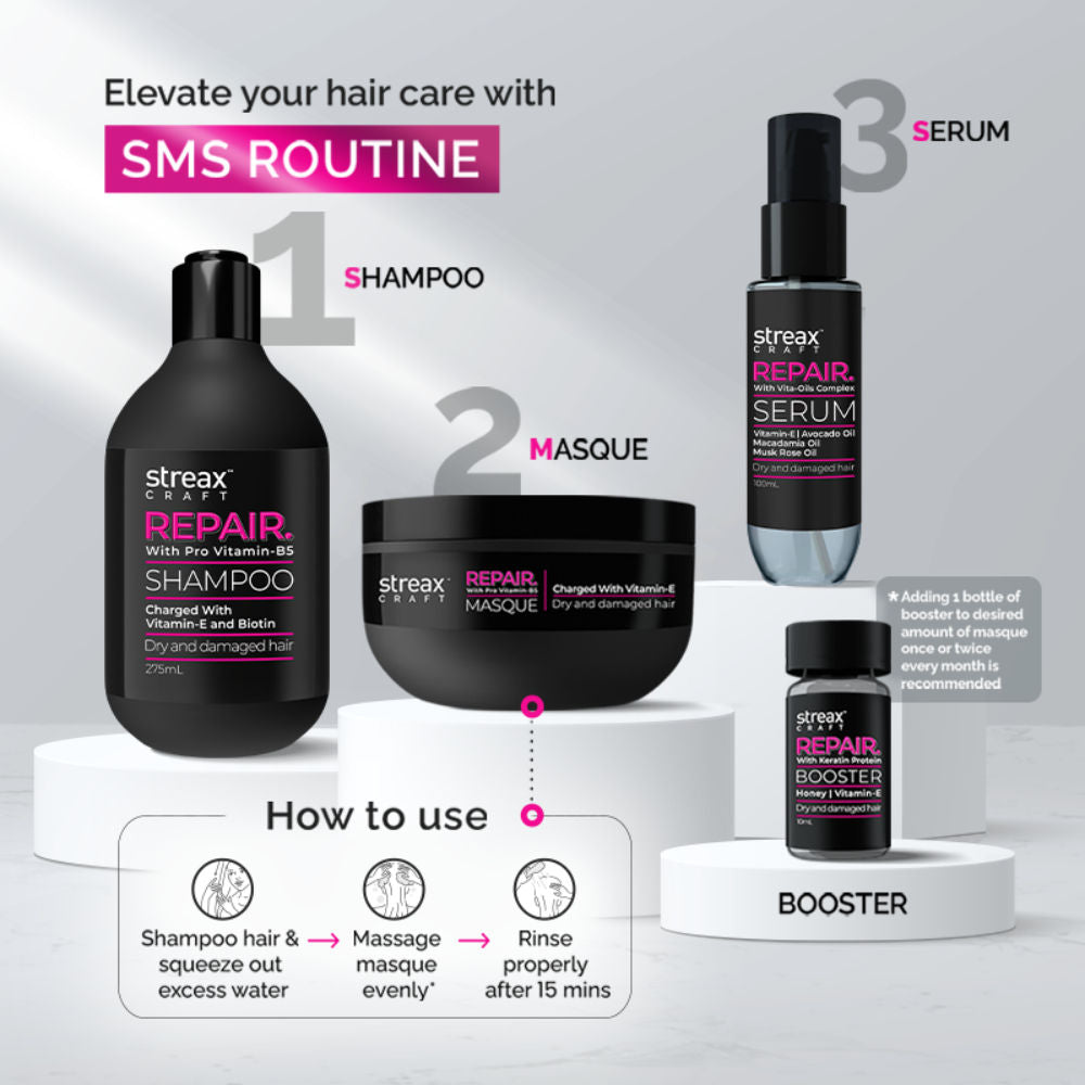 Streax Craft Repair Mask I Hair Spa For Dry and Damaged Hair I Repair With Pro Vitamin B-5, 200ml Buy at Indicrest Image 7