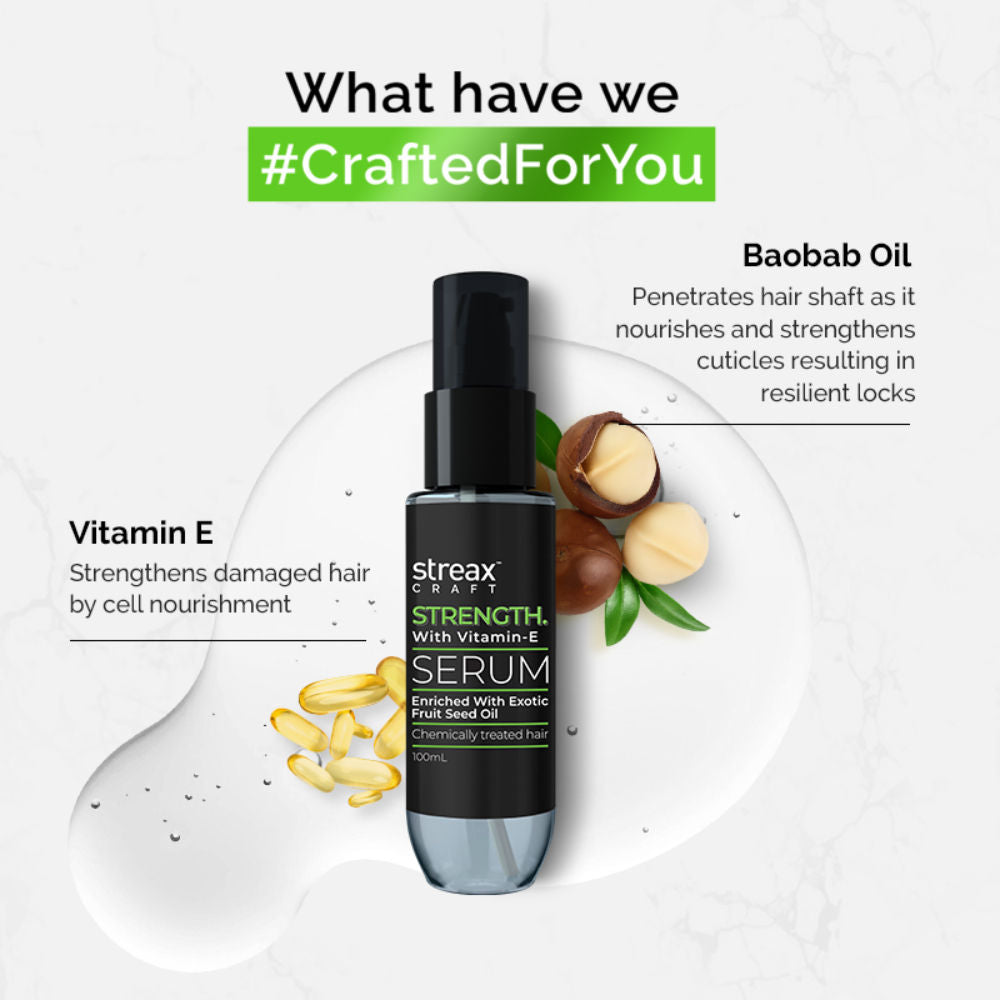 Streax Craft Strength Hair Serum I For Chemically Treated Hair I Strength With Vitamin-E, 100ml Buy at Indicrest Image 4