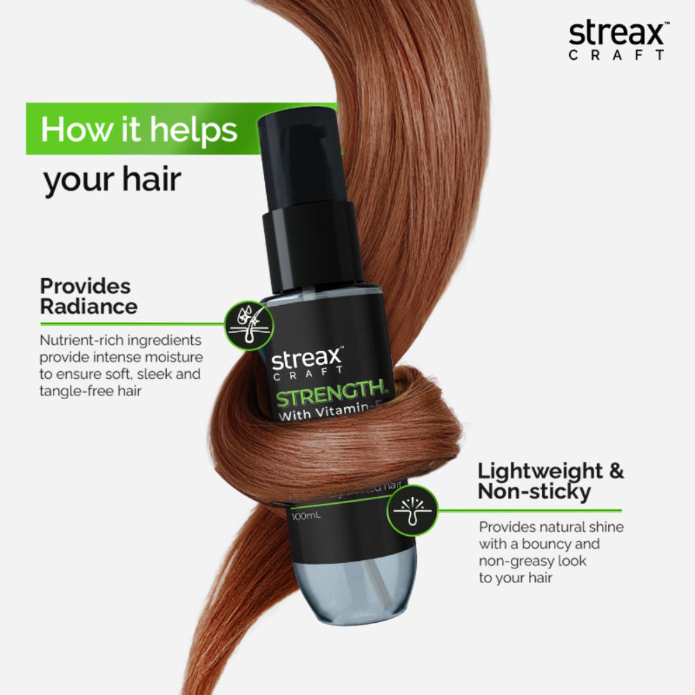 Streax Craft Strength Hair Serum I For Chemically Treated Hair I Strength With Vitamin-E, 100ml Buy at Indicrest Image 5