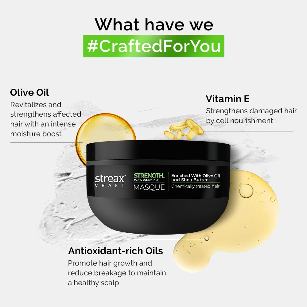 Streax Craft Strength Masque Hair Spa For Chemically Treated Hair I Strength With Vitamin-E, 200ml Buy at Indicrest Image 4