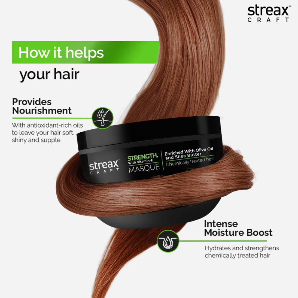 Streax Craft Strength Masque Hair Spa For Chemically Treated Hair I Strength With Vitamin-E, 200ml Buy at Indicrest Image 5