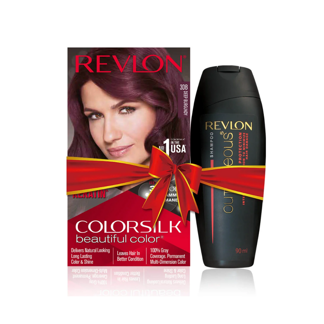 Revlon Colorsilk Beautiful Color + Outrageous Shampoo, 3DB Deep Burgundy + Shampoo, 90ml - Buy from Indicrest