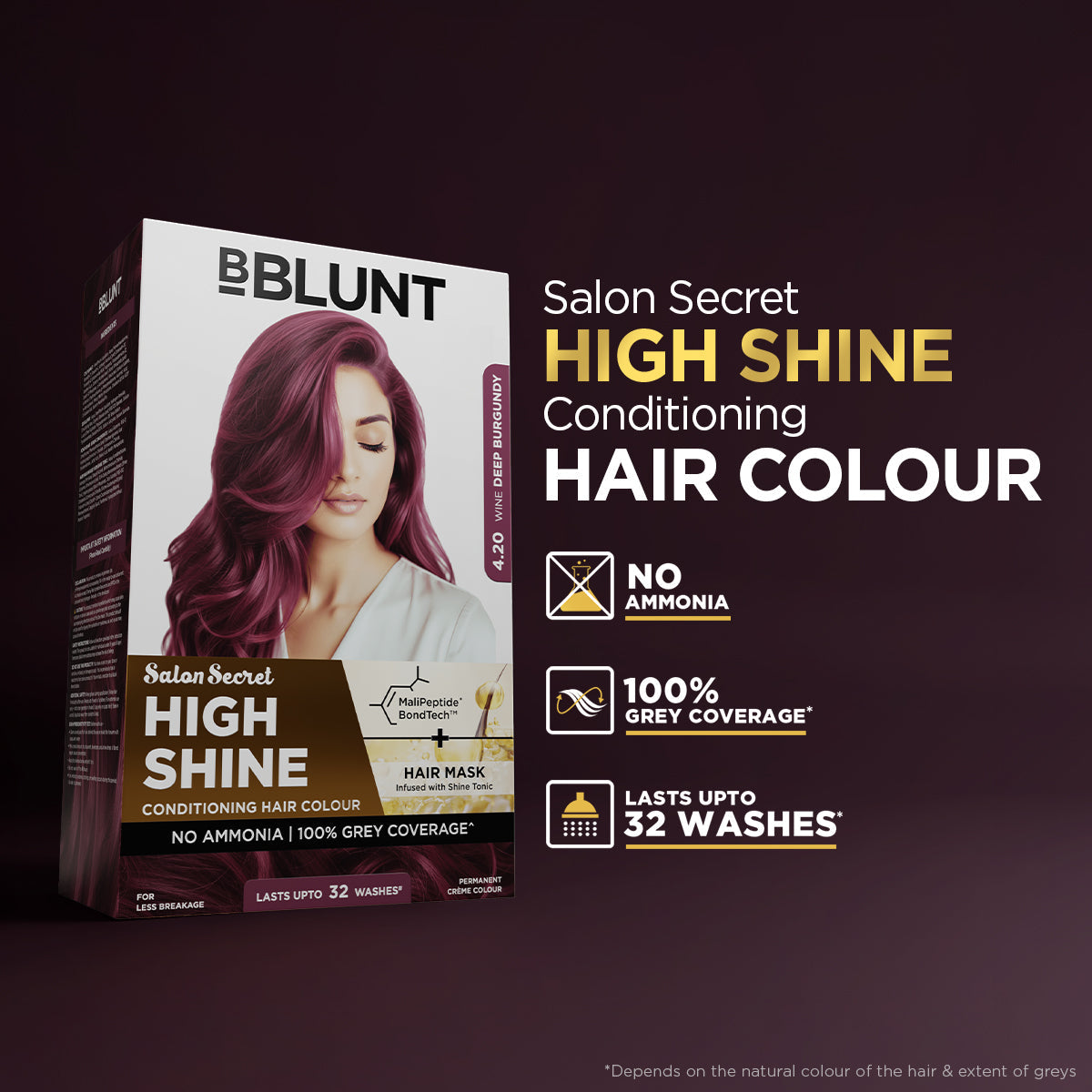 Bblunt High Shine Conditioning Hair Colour Pack of 2, Wine Deep Burgundy Shade 4.20 Pack of 2 - Image 3 - Buy from Indicrest