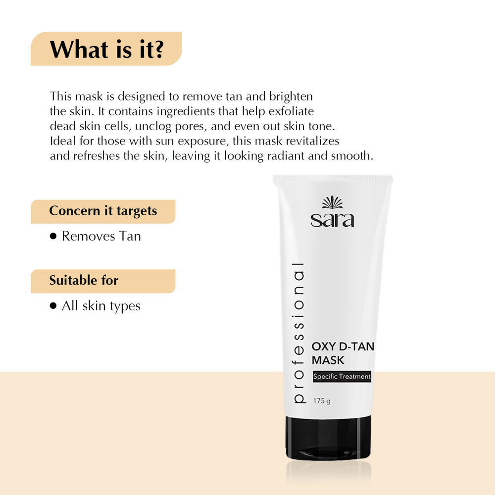 Sara Oxy D-Tan Mask For Even Skin Tone and Glow Booster, Super Soft Face Mask For All Skin Types, For Women and Men, 175g - Image 2 - Buy from Indicrest