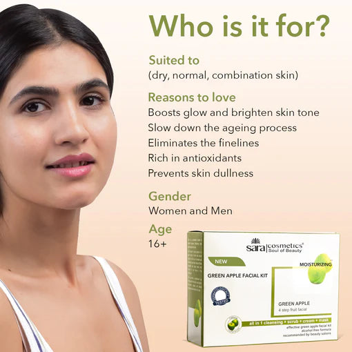 SARA FACIAL GREEN APPLE KIT, Pack of 4 X 200g - Image 5 - Buy from Indicrest