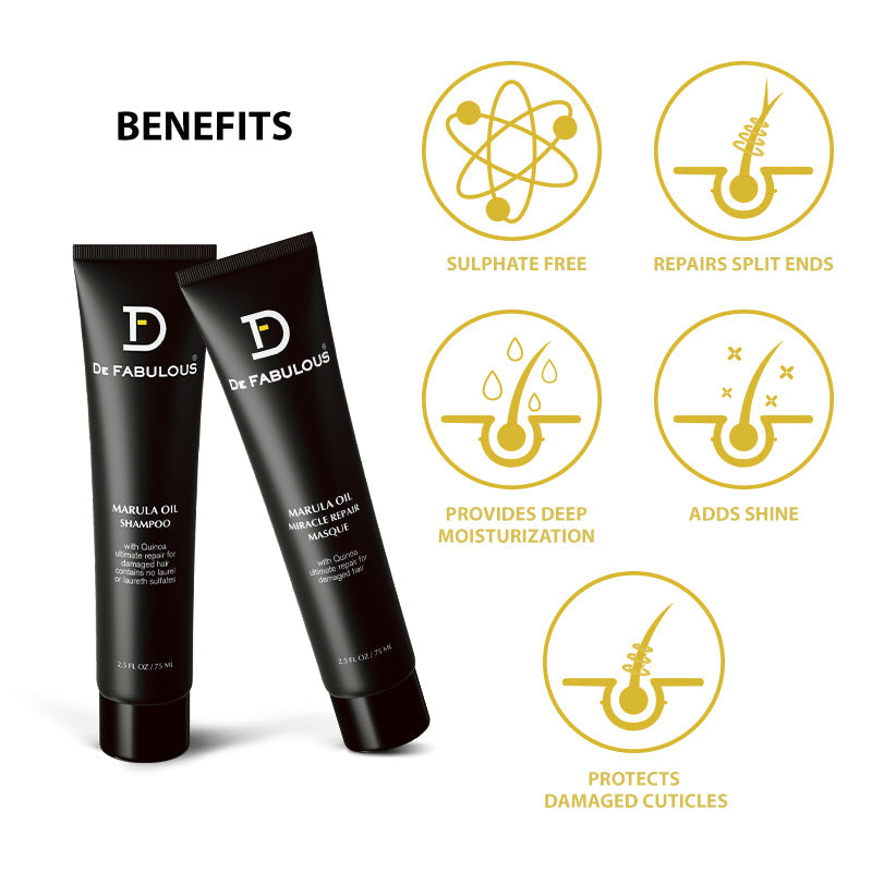 De Fabulous Marula Oil Shampoo 75ml and Masque 75ml - Image 3 - Buy from Indicrest