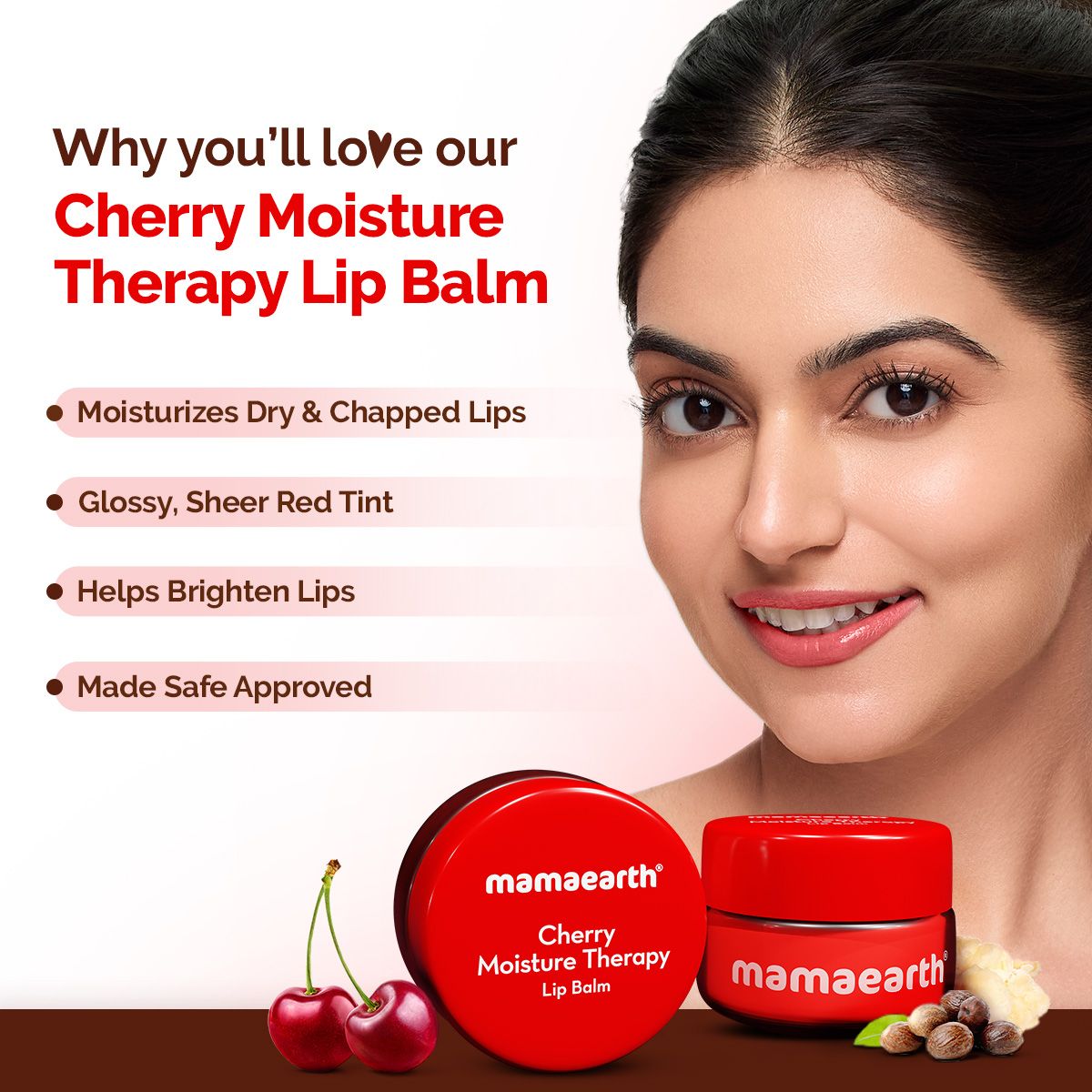 Mamaearth Cherry Moisture Therapy Lip Balm with Cherry & Vitamin E for Dry & Chapped Lips, 15g (Pack of 2) - Image 2 - Buy from Indicrest