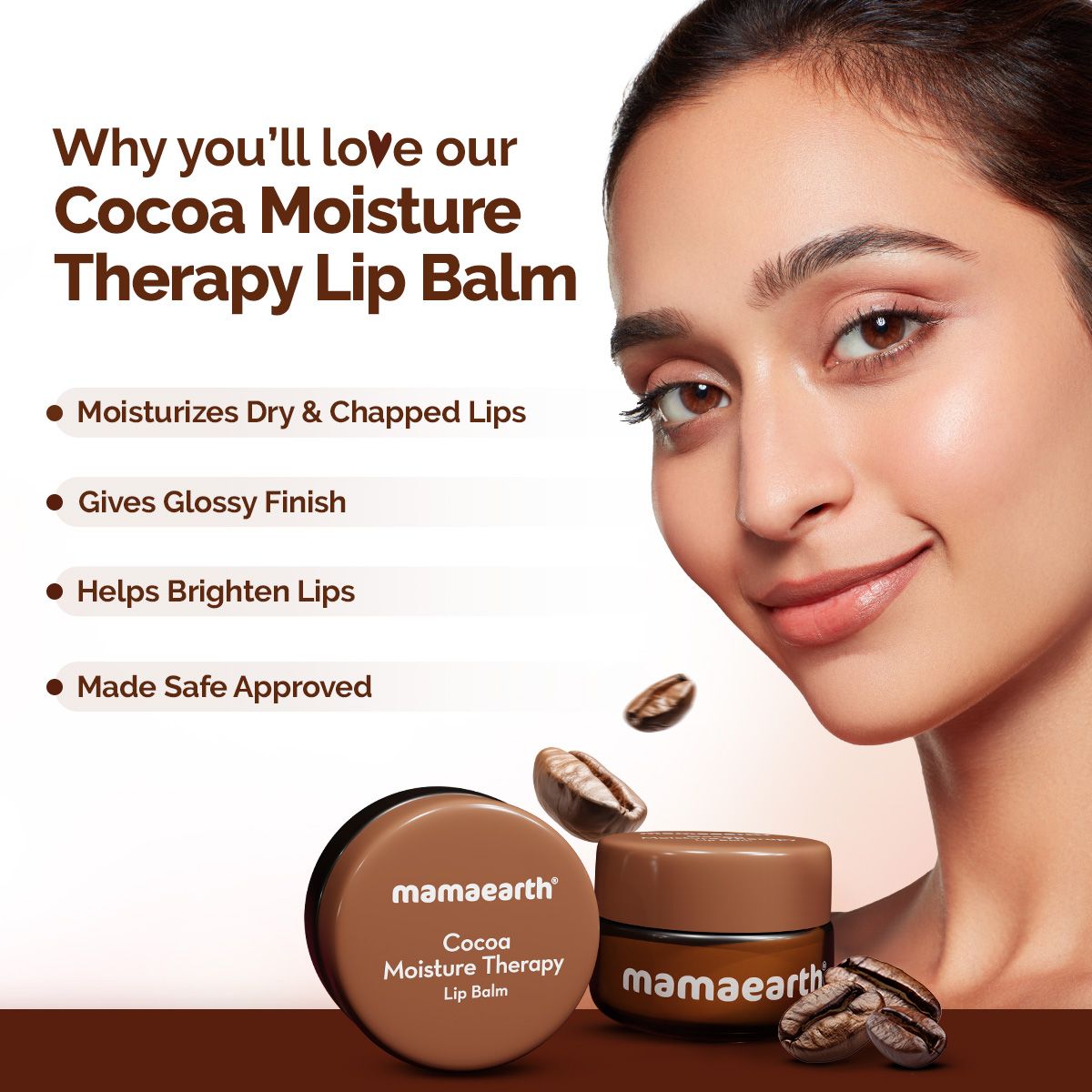 Mamaearth Cocoa Moisture Therapy Lip Balm with Cocoa Butter & Coffee for Dry & Chapped Lips 15g - Image 2 - Buy from Indicrest