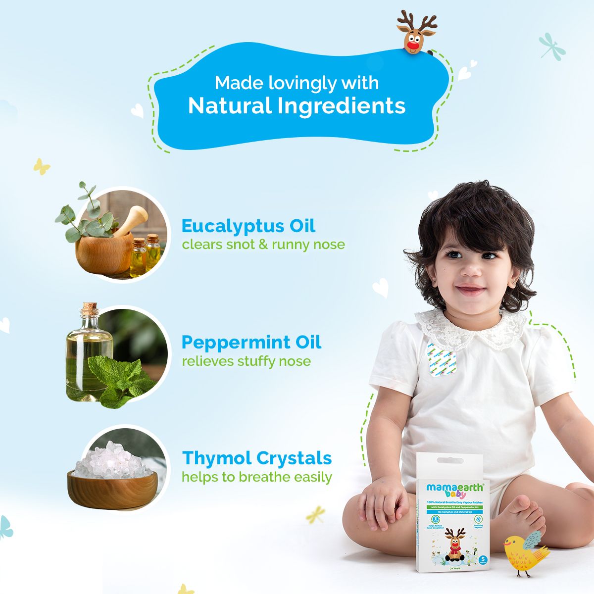 Mamaearth Baby 100% Natural Breathe Easy Vapour Patches with Eucalyptus Oil & Peppermint Oil, 5 pcs - Image 3 - Buy from Indicrest