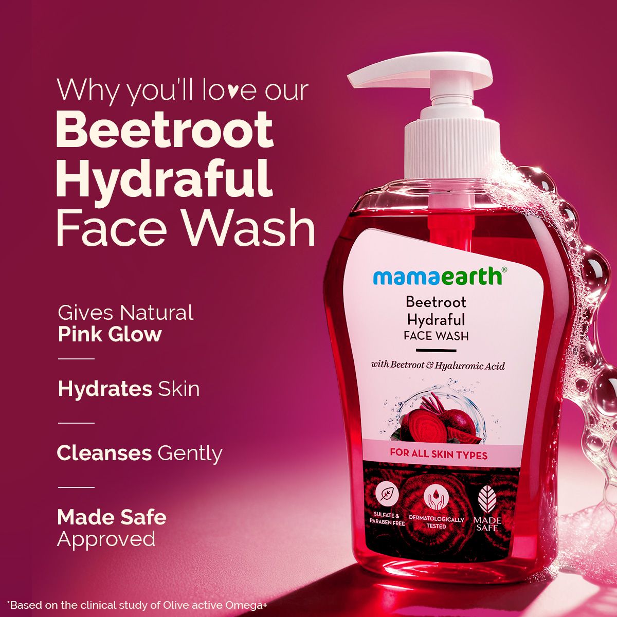 Mamaearth Beetroot Hydraful Face Wash With Beetroot & Hyaluronic Acid, 250ml - Image 3 - Buy from Indicrest