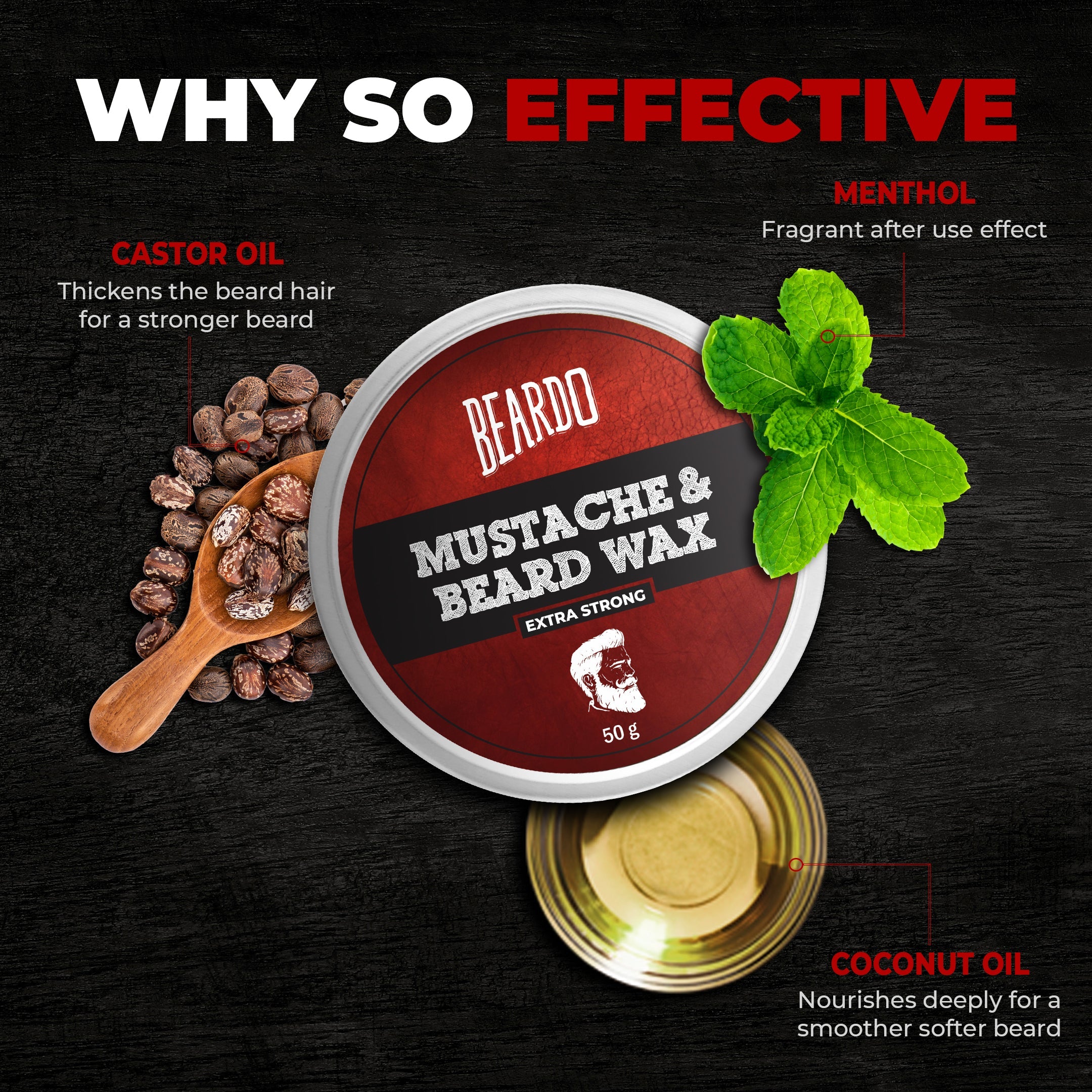 Beardo Beard & Mustache Wax, Extra Strong, 50g - Image 2 - Buy from Indicrest