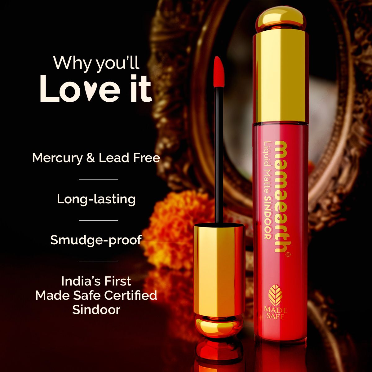 Mamaearth Liquid Matte Sindoor with Almond Extract & Vitamin E, 2.8 ml | 01, Red - Image 3 - Buy from Indicrest