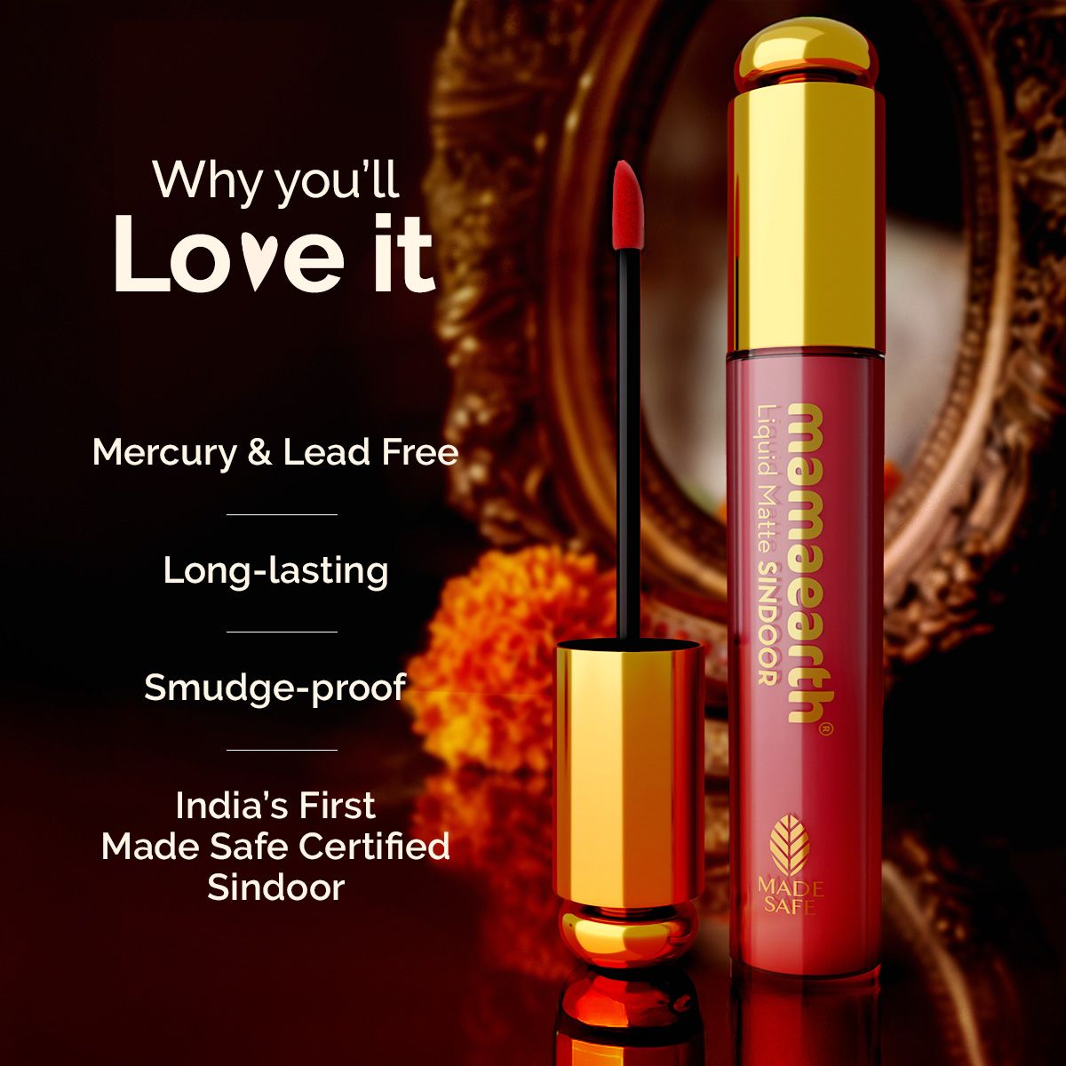 Mamaearth Liquid Matte Sindoor with Almond Extract & Vitamin E, 2.8 ml | 02, Maroon - Image 3 - Buy from Indicrest