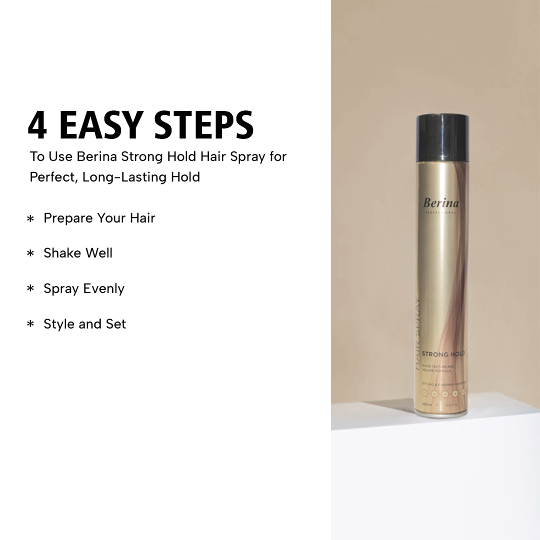 Berina Professional Hair Spray (Strong Hold) | Long-Lasting Firm Hold for All-Day Styling, 400ml