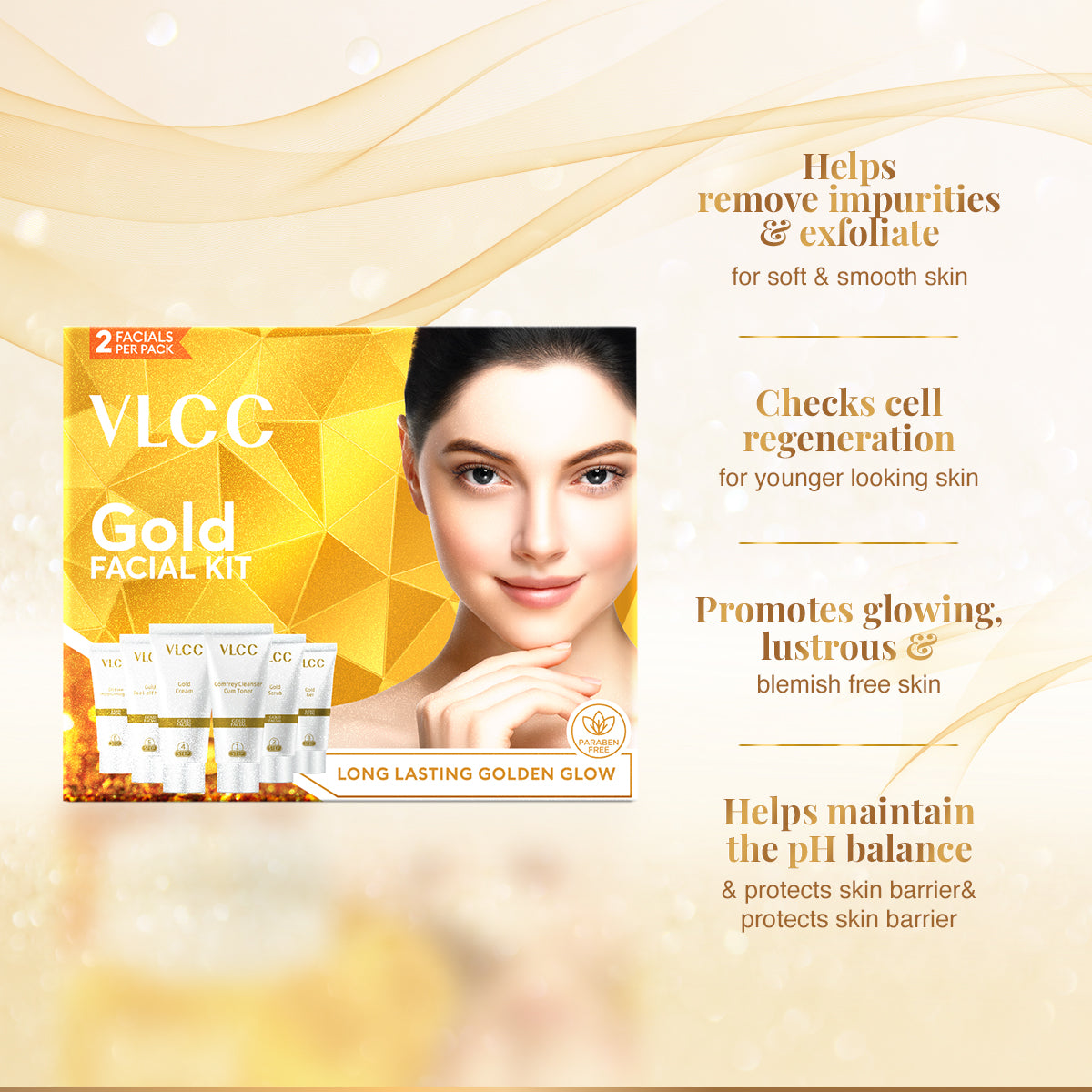 VLCC Gold Facial Kit For Luminous and Radiant Complexion - 60 g - Image 4 - Buy from Indicrest