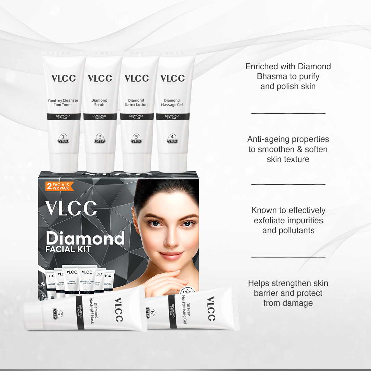 VLCC Diamond Single Facial Kit - 60 g - Image 4 - Buy from Indicrest