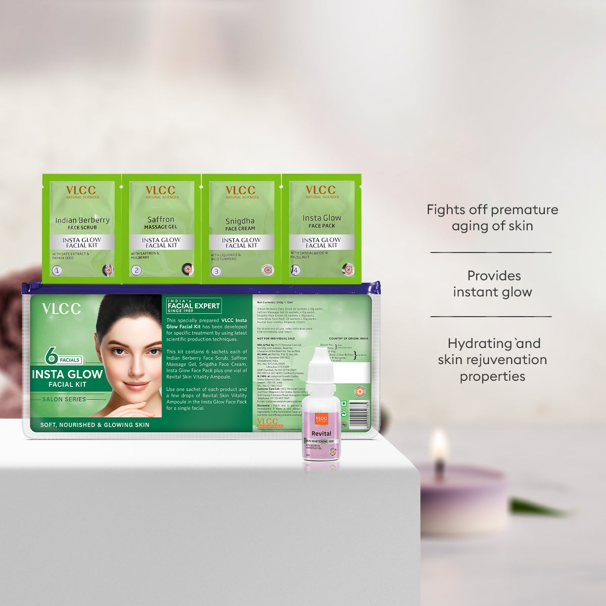 VLCC Salon Series Insta Glow Facial Kit ( 6 Facials ) - 252 g - Image 3 - Buy from Indicrest