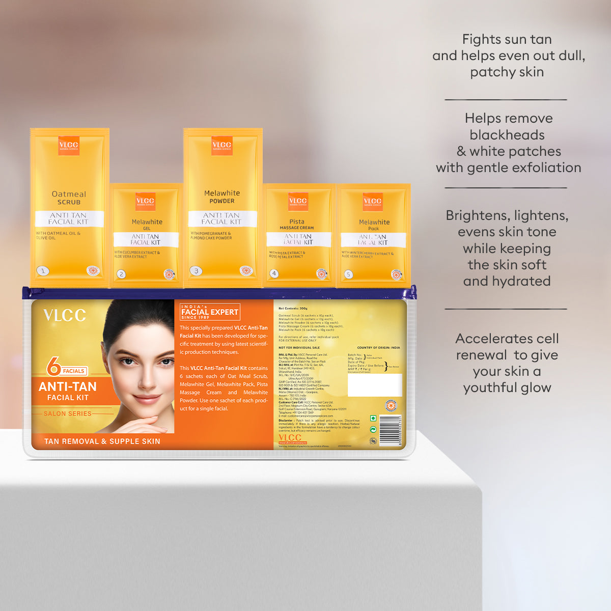 VLCC Salon Anti Tan Facial Kit ( 6 Facials )  - 300 g - Image 3 - Buy from Indicrest