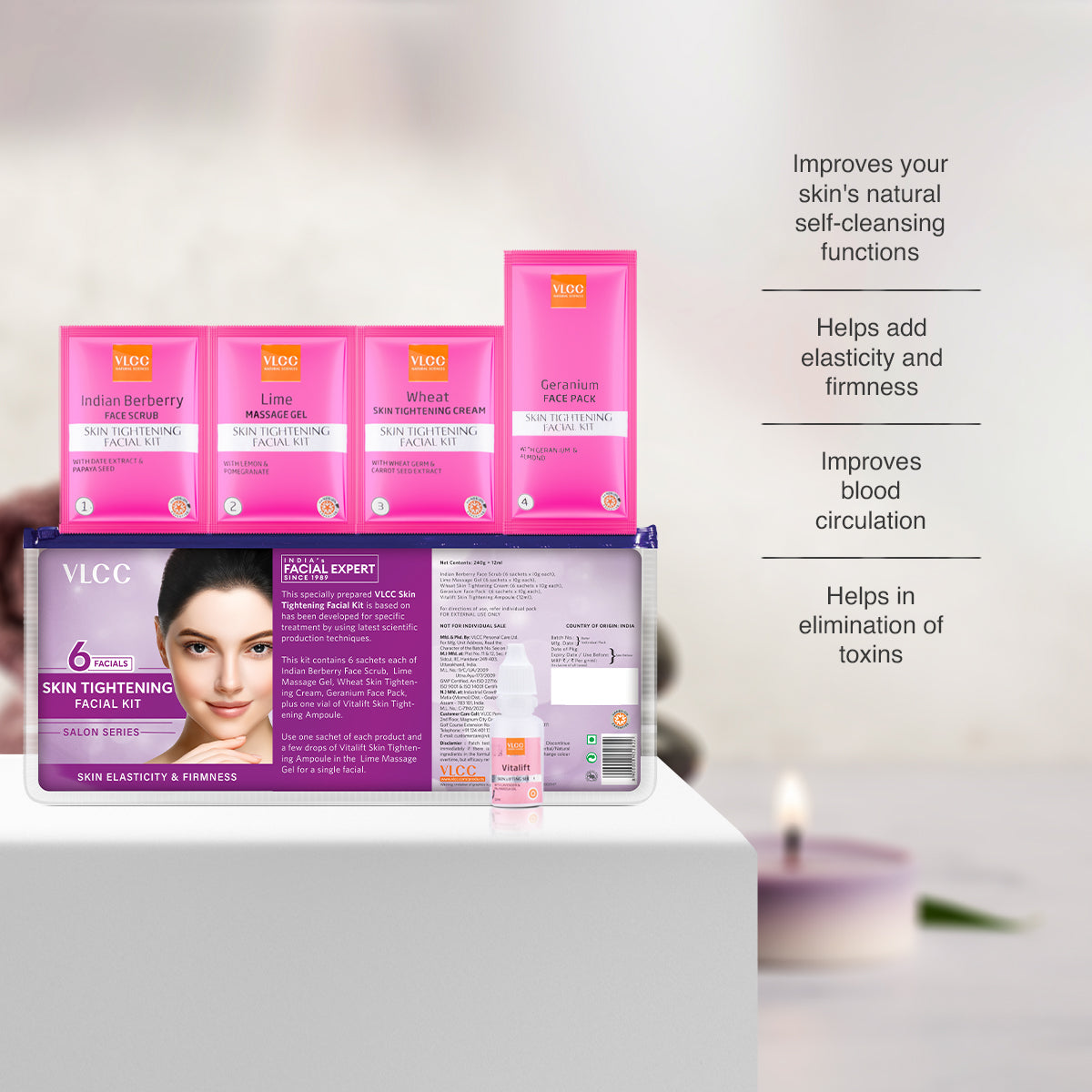 VLCC Skin Tightening Facial Kit ( 6 Facials ) - 252 g - Image 3 - Buy from Indicrest