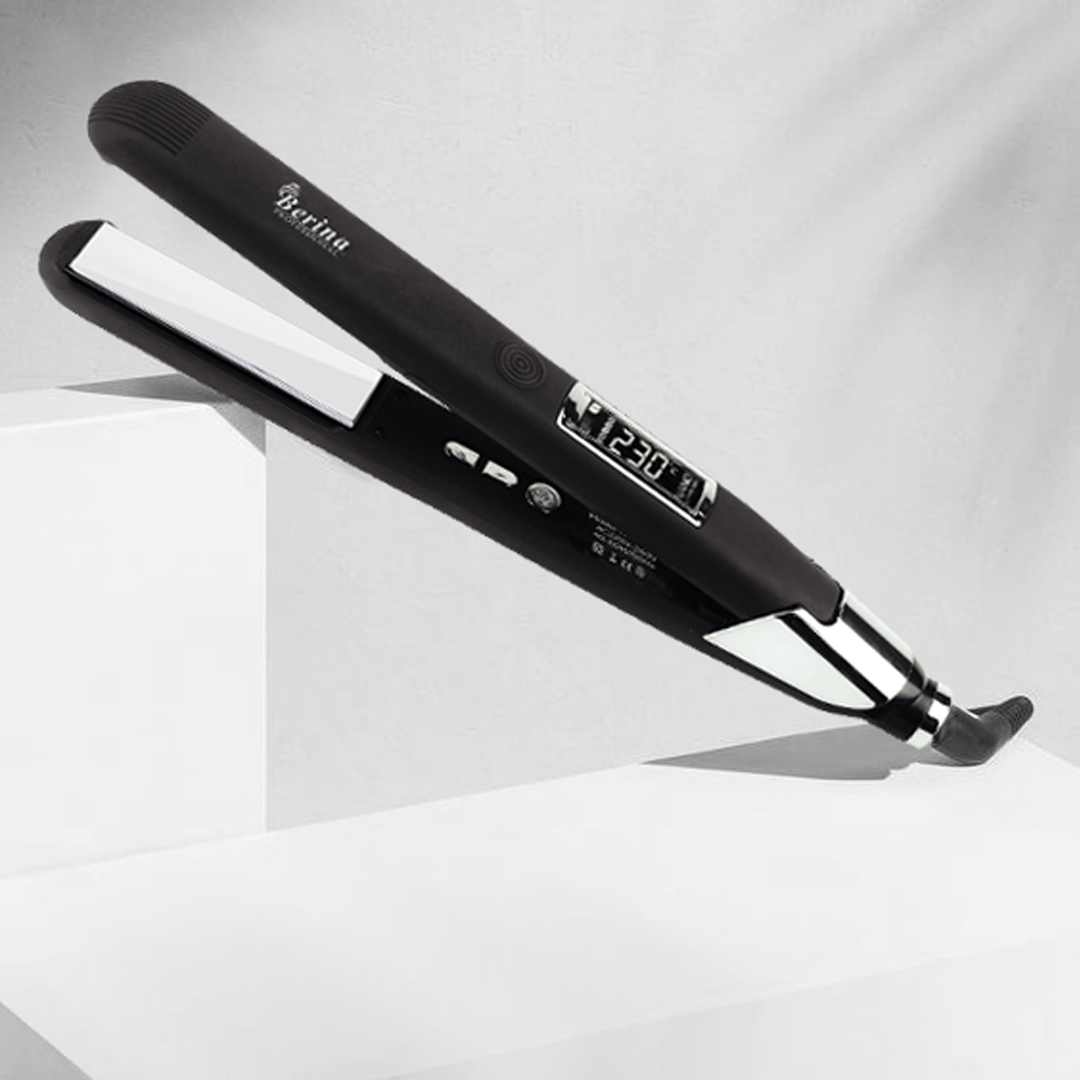 Berina Professional Silver Titanium Shine BC-168 Hair Straightener | High-Gloss Finish & Smooth Styling, BC-168