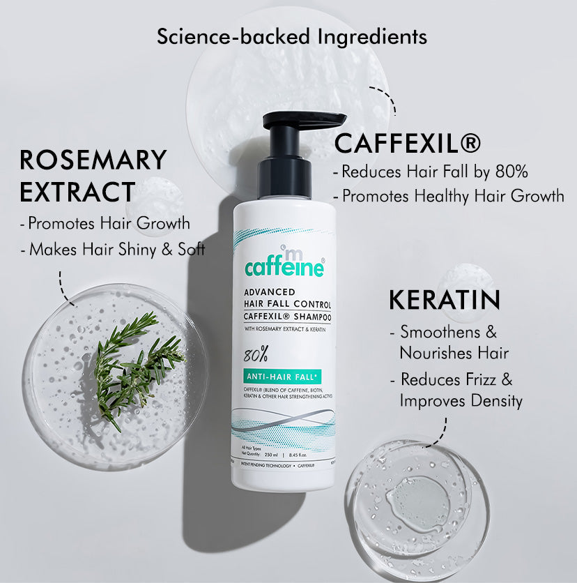 Mcaffeine Advanced Hair Fall Control Caffexil® Shampoo with Rosemary, 250ml - Image 3 - Buy from Indicrest