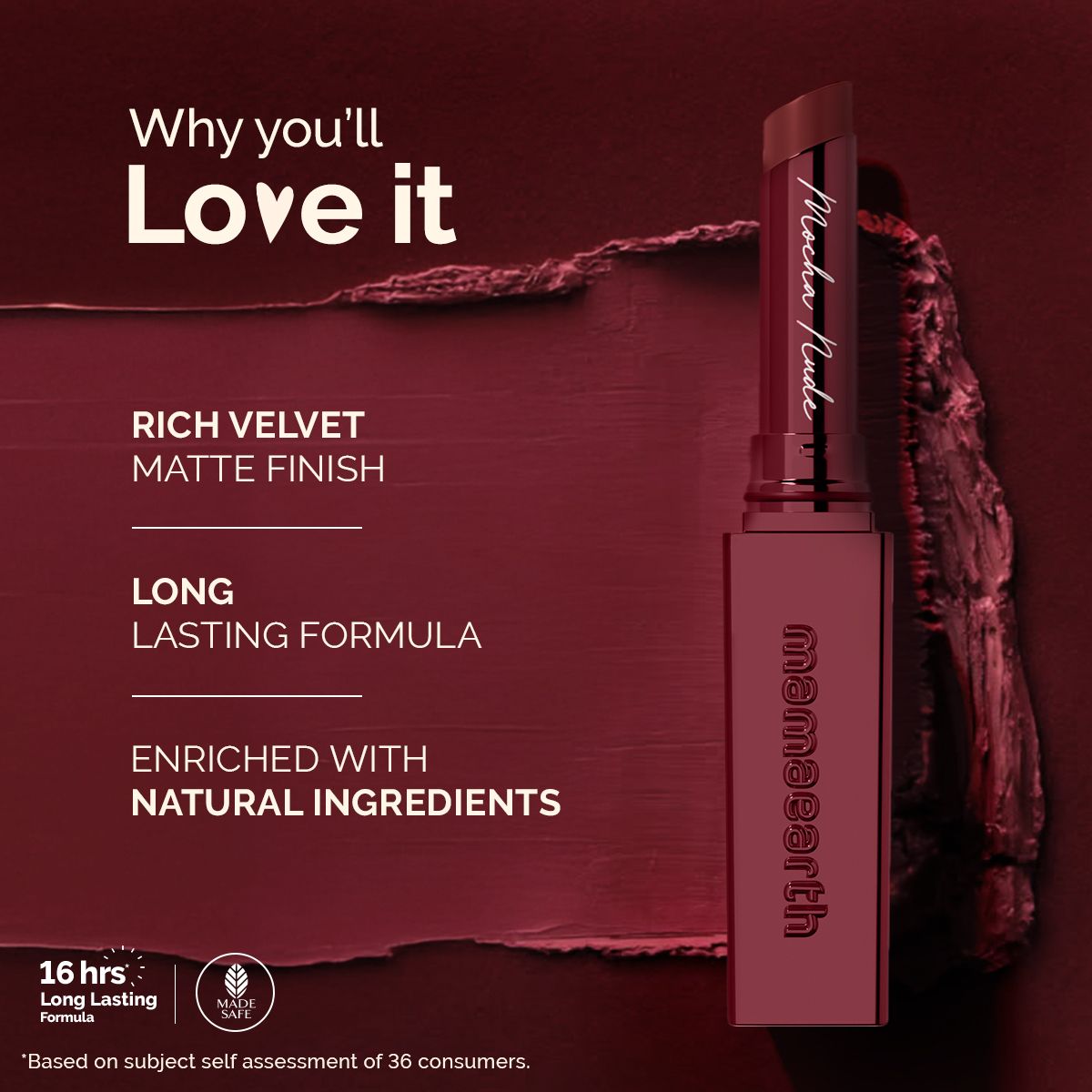 Mamaearth Luxe Matte Long Stay Lipstick with Passion Fruit Oil & Vitamin E, 2g | Mocha Nude - Image 3 - Buy from Indicrest