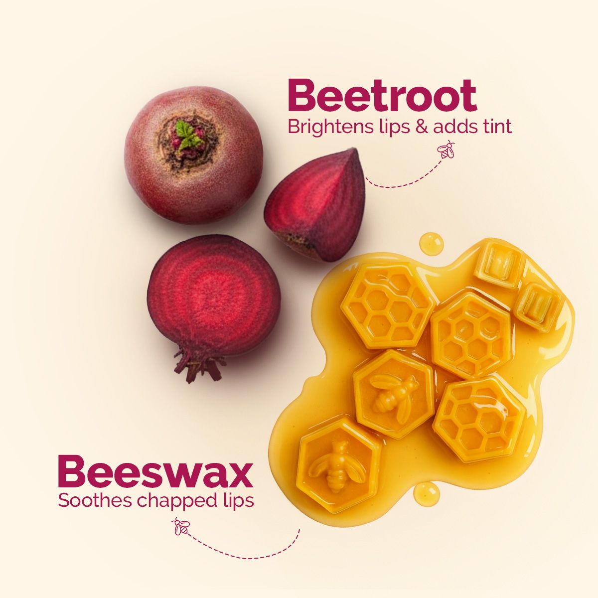 Mamaearth Beetroot Tinted 100% Natural Lip Balm with Beetroot & Beeswax for 12h Moisturized Lips -2 g - Image 3 - Buy from Indicrest
