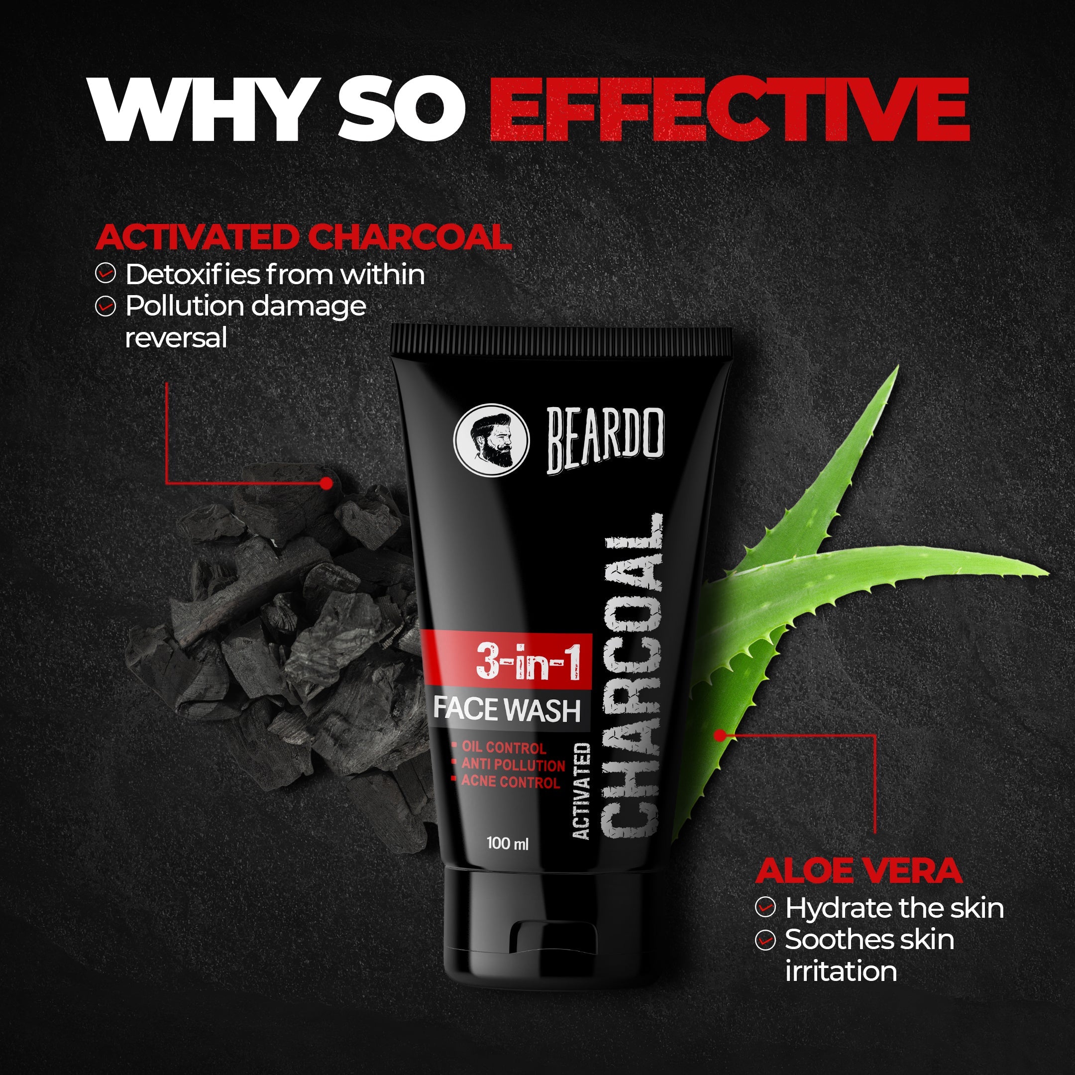 Beardo Activated Charcoal Facewash, 100ml - Image 3 - Buy from Indicrest