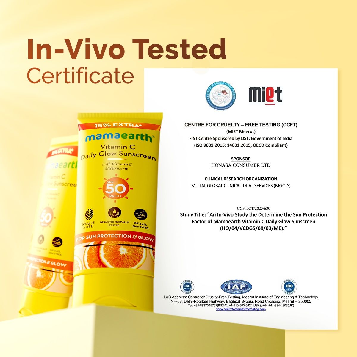 Mamaearth Vitamin C Daily Glow Sunscreen With Vitamin C & Turmeric for Sun Protection & Glow, 30g + 15% Extra (34.5 g) - Image 3 - Buy from Indicrest
